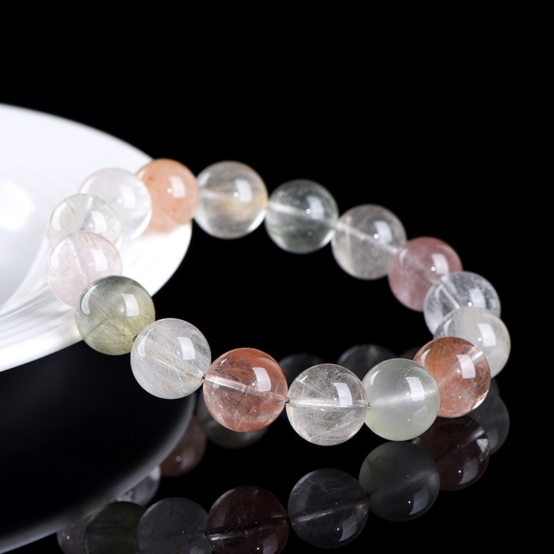 Natural Rabbit Hair Quartz Crystal Bead Beaded Bracelet thumbnail 2