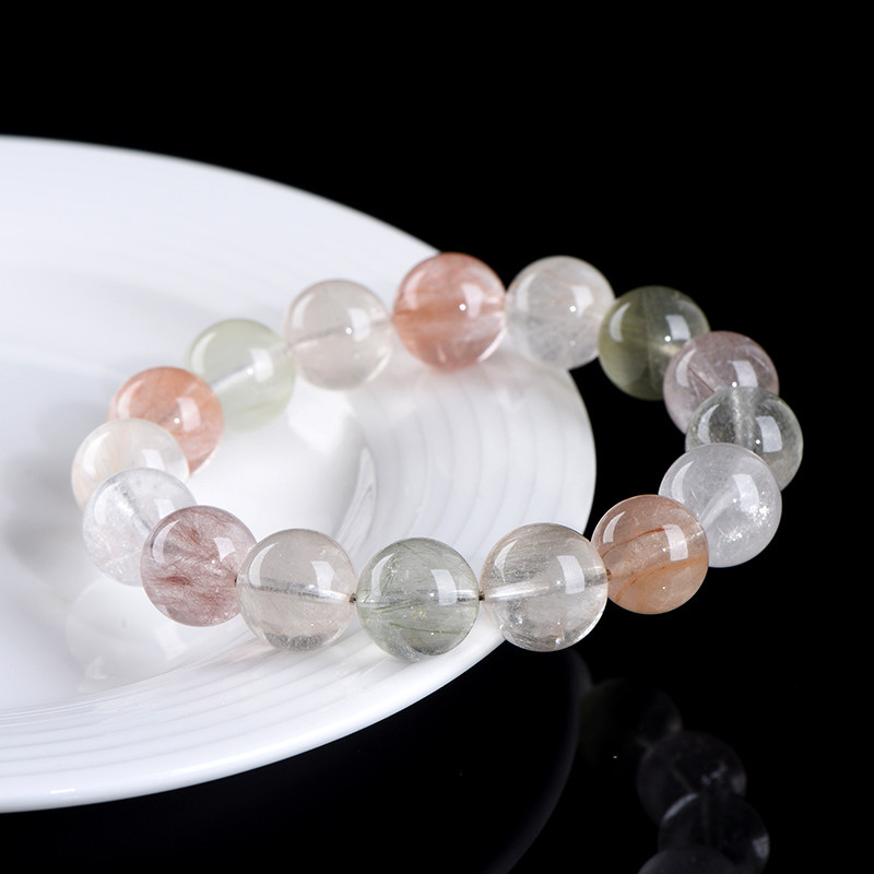 Natural Rabbit Hair Quartz Crystal Bead Beaded Bracelet thumbnail 3