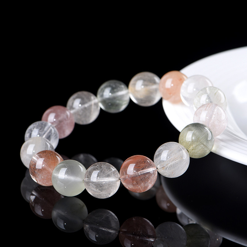 Natural Rabbit Hair Quartz Crystal Bead Beaded Bracelet thumbnail 4
