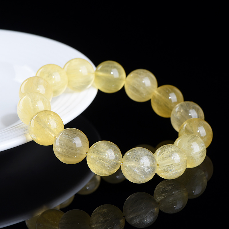 Natural Yellow Fluorite Fluorite Crystal Bead Loose Beads Beaded Bracelet thumbnail 2
