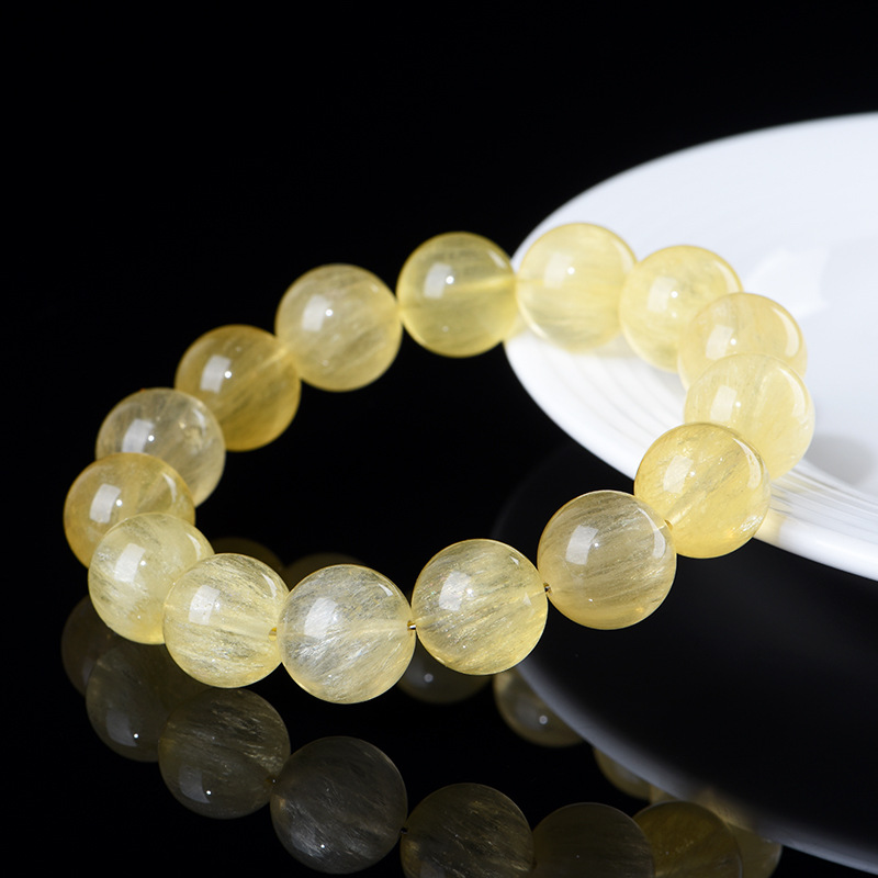 Natural Yellow Fluorite Fluorite Crystal Bead Loose Beads Beaded Bracelet thumbnail 4