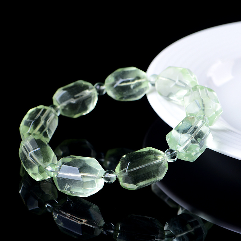 Natural Green Fluorite Fluorite Crystal Faceted Freeform Beaded Bracelet thumbnail 4