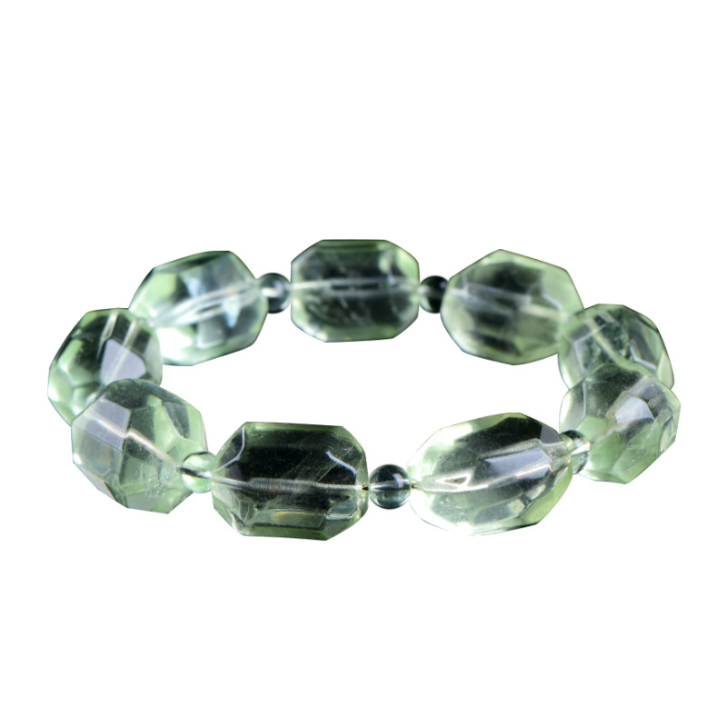Natural Green Fluorite Fluorite Crystal Faceted Freeform Beaded Bracelet thumbnail 5