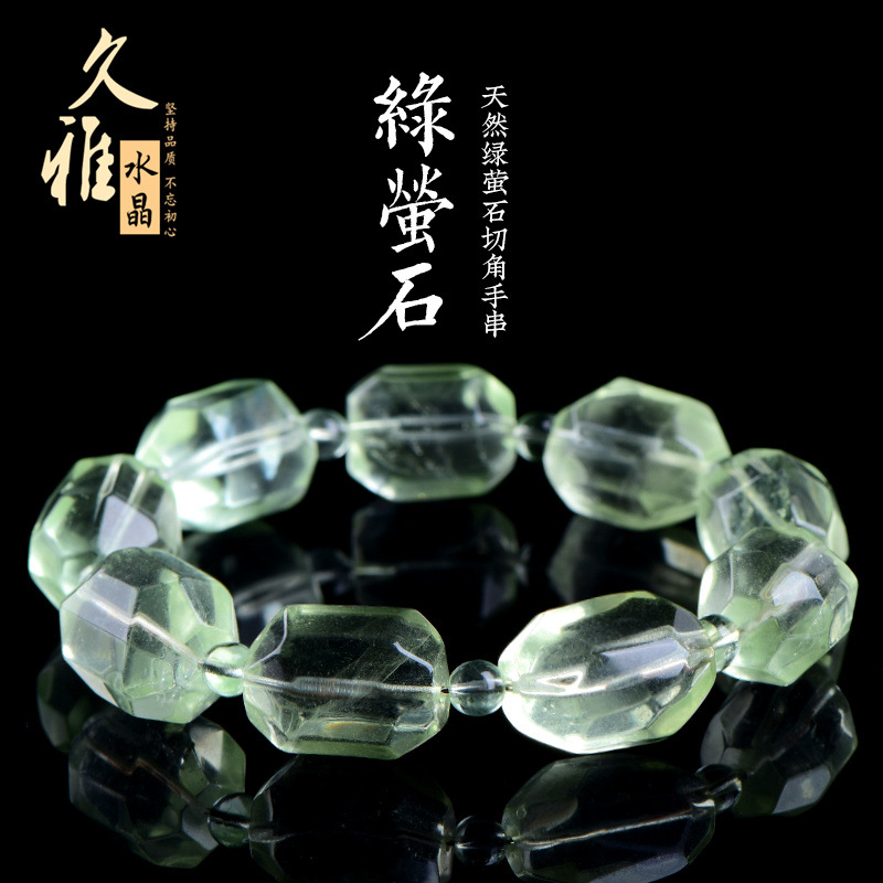 Natural Green Fluorite Fluorite Crystal Faceted Freeform Beaded Bracelet thumbnail 6