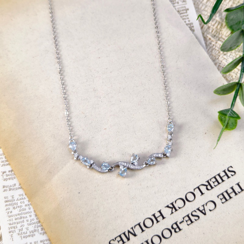 Natural Sterling Silver 925 Sterling Silver Garnet Topaz Crystal Pear Shape Necklace thumbnail 8