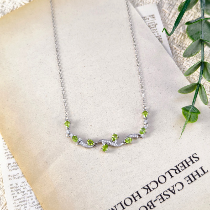 Natural Sterling Silver 925 Sterling Silver Garnet Topaz Crystal Pear Shape Necklace thumbnail 9