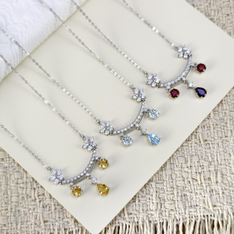 Natural Sterling Silver 925 Sterling Silver Topaz Crystal Pendant thumbnail 2