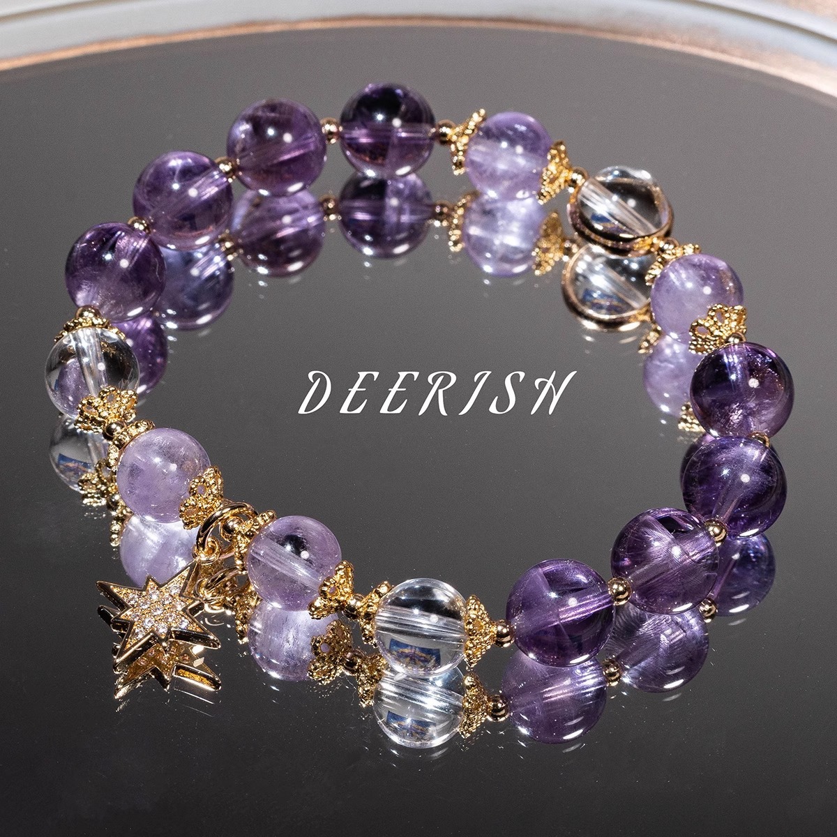 Natural Amethyst Crystal Unique Beaded Bracelet