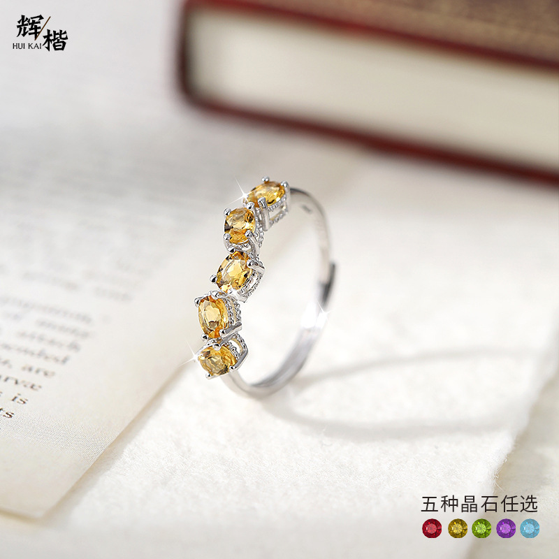 Natural Sterling Silver 925 Sterling Silver Crystal Design Ring