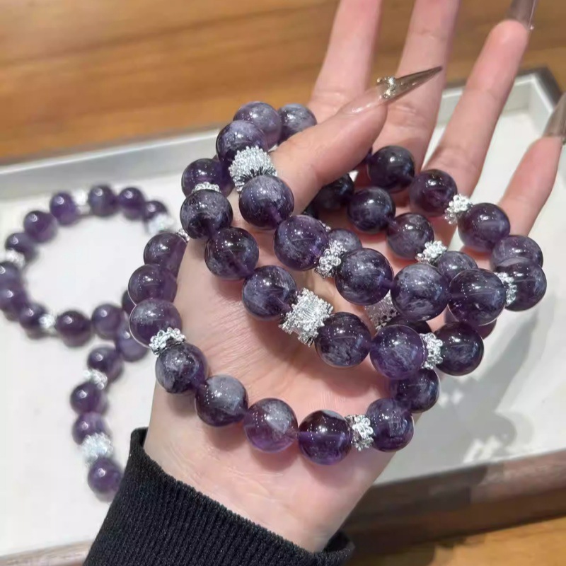 Natural Amethyst Unique Design Beaded Bracelet thumbnail 2