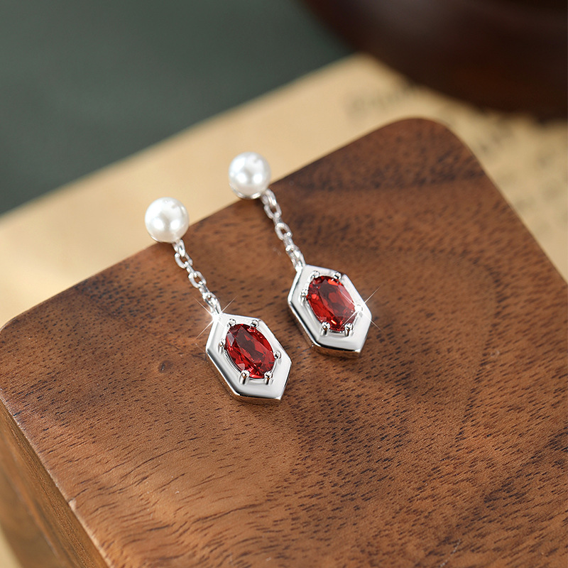 Natural Sterling Silver 925 Sterling Silver Crystal Tassel Unique Drop Earrings thumbnail 4