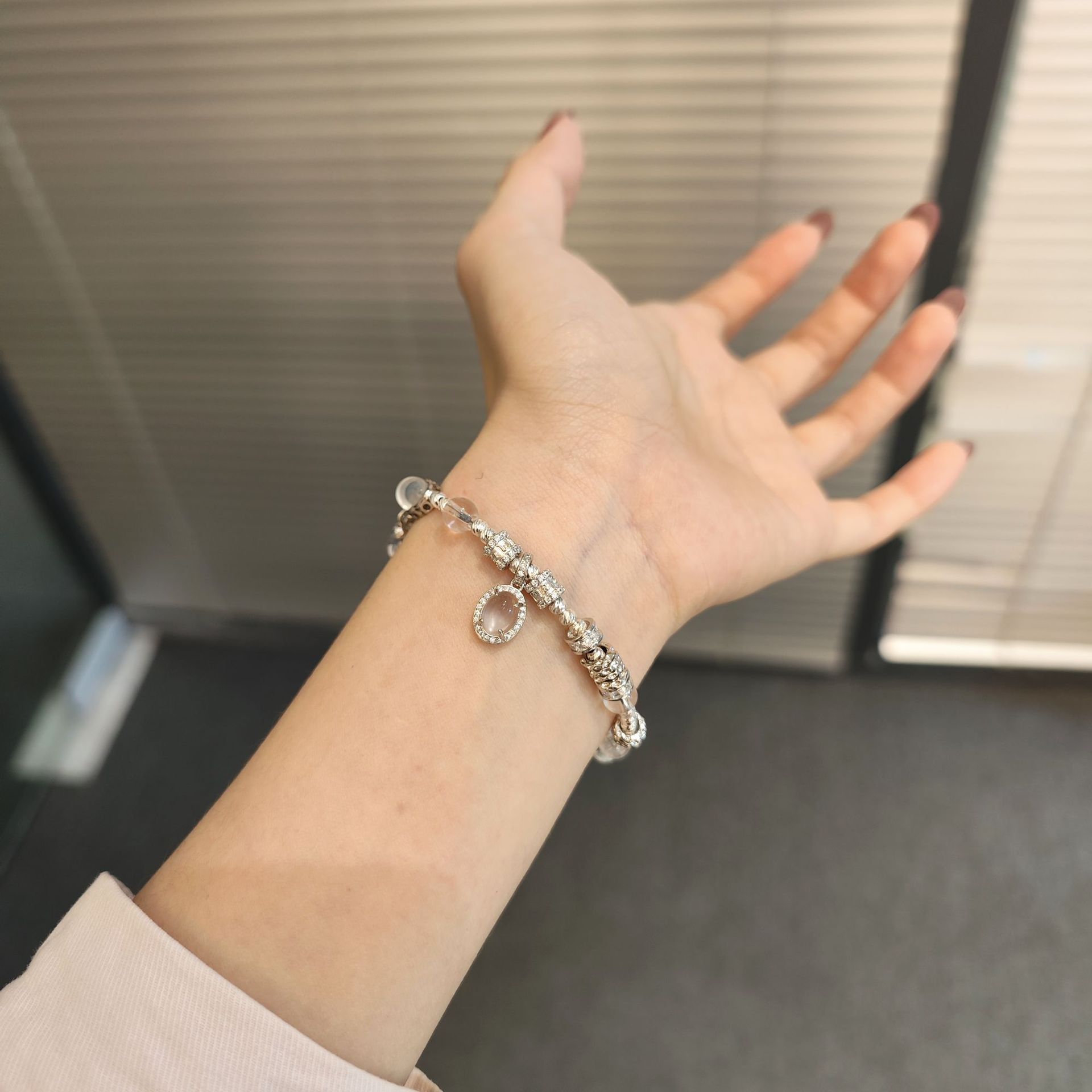 Natural Silver 925 Sterling Silver Clear Quartz Shuimo Jade Gourd Bracelet thumbnail 12