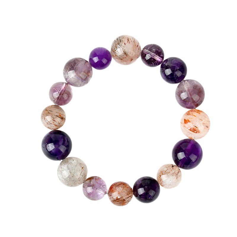 Natural Super Seven Amethyst Beaded Bracelet thumbnail 5