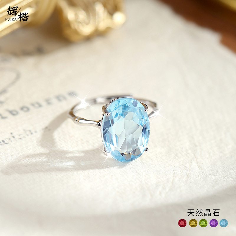 Natural Silver 925 Sterling Silver Amethyst Citrine Topaz Ring