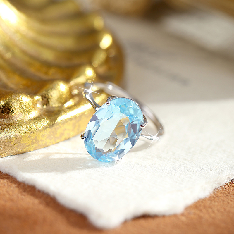 Natural Silver 925 Sterling Silver Amethyst Citrine Topaz Ring thumbnail 4