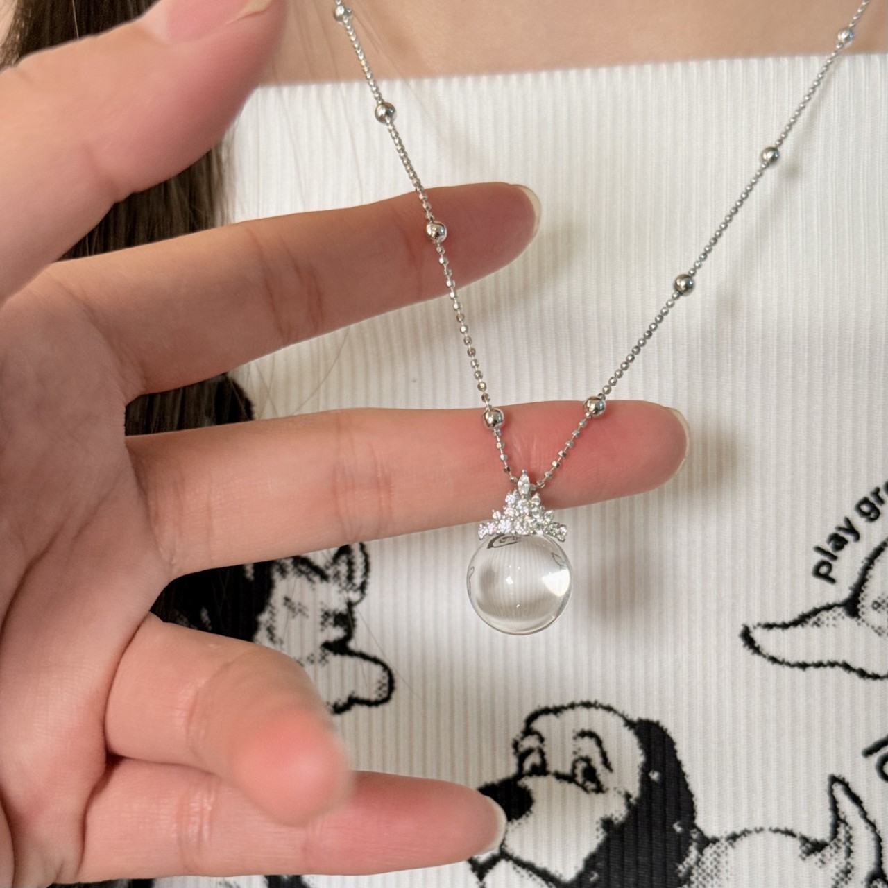 Natural Silver 925 Sterling Silver Clear Quartz Crown Pendant thumbnail 22