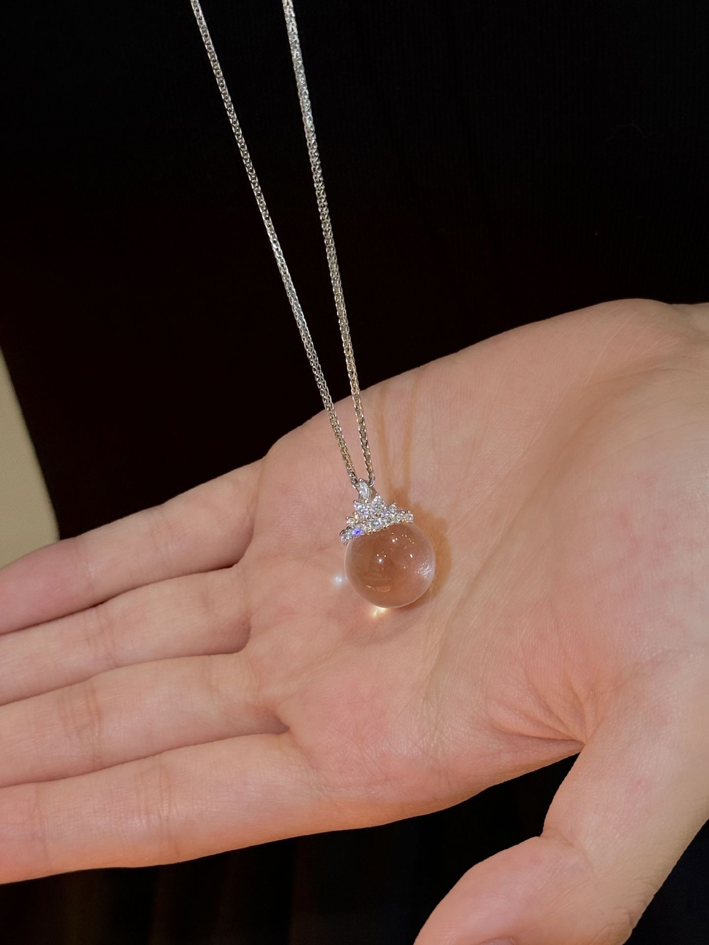 Natural Silver 925 Sterling Silver Clear Quartz Crown Pendant thumbnail 5