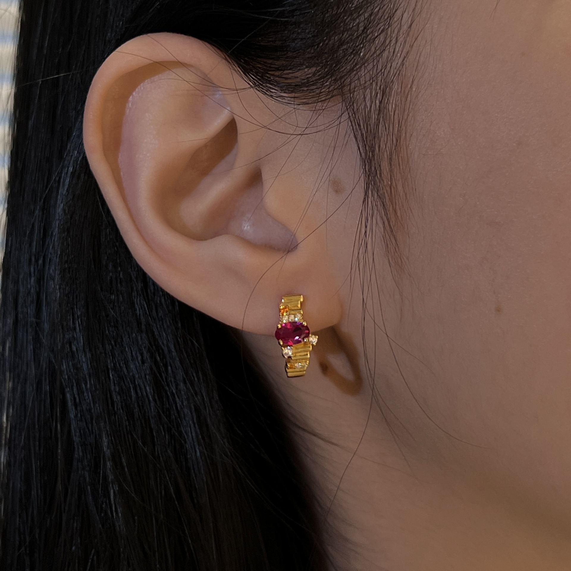 Natural Silver 925 Sterling Silver Clear Quartz Crown Fashion Versatile Stud Earrings thumbnail 13