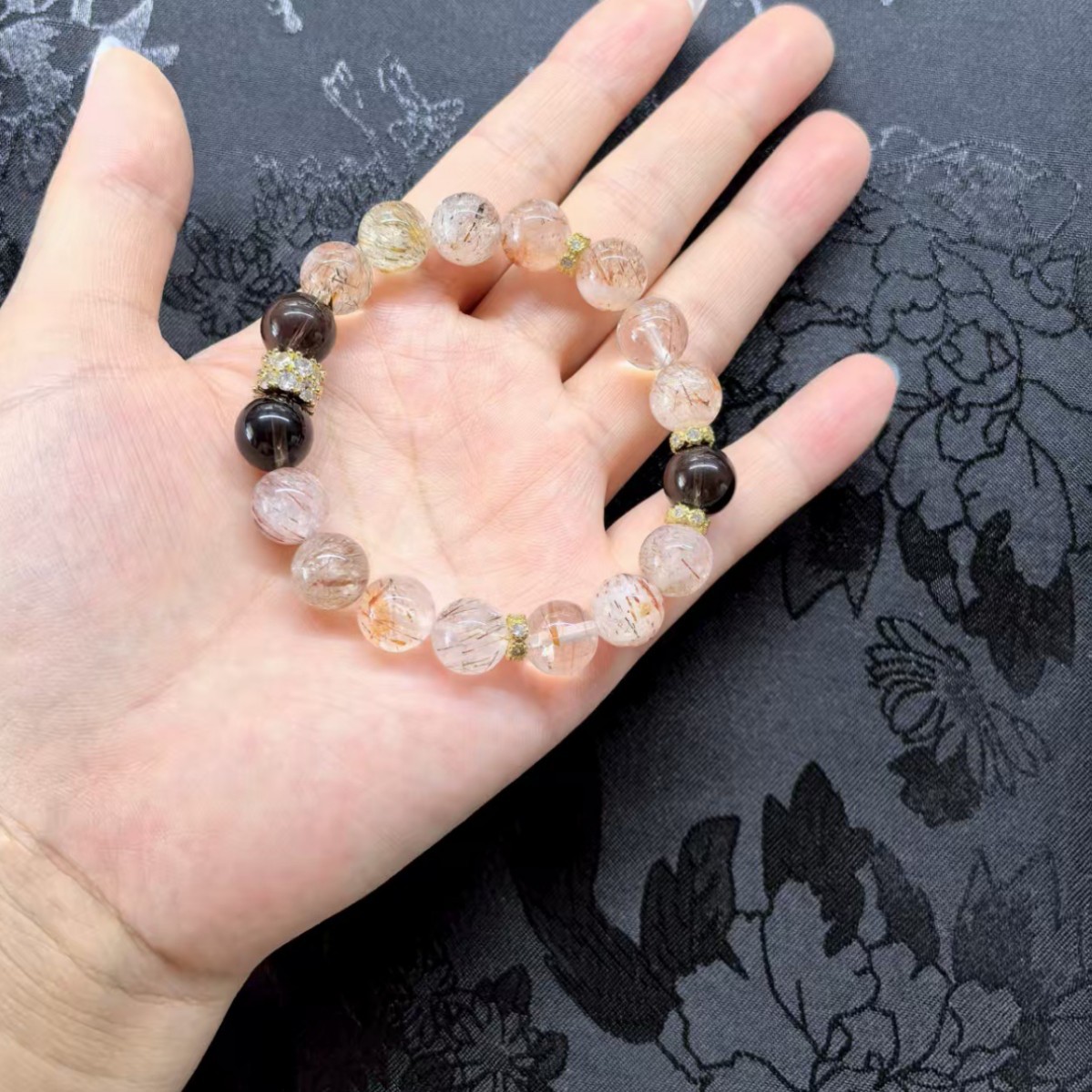 Natural Super Seven Crystal Beaded Bracelet thumbnail 2