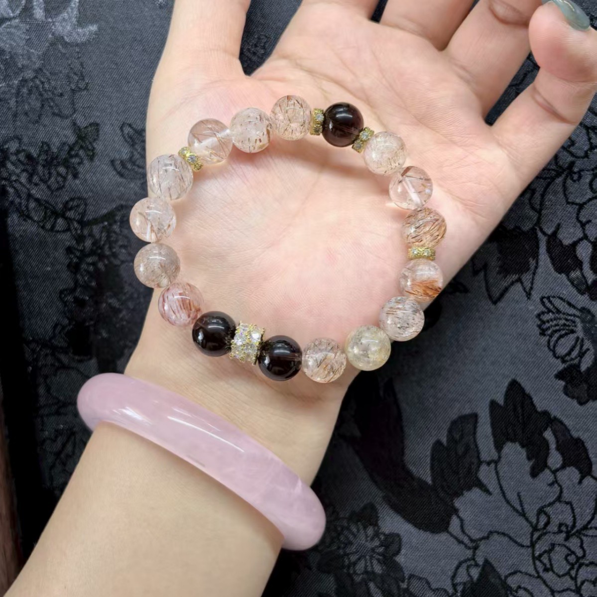 Natural Super Seven Crystal Beaded Bracelet thumbnail 4