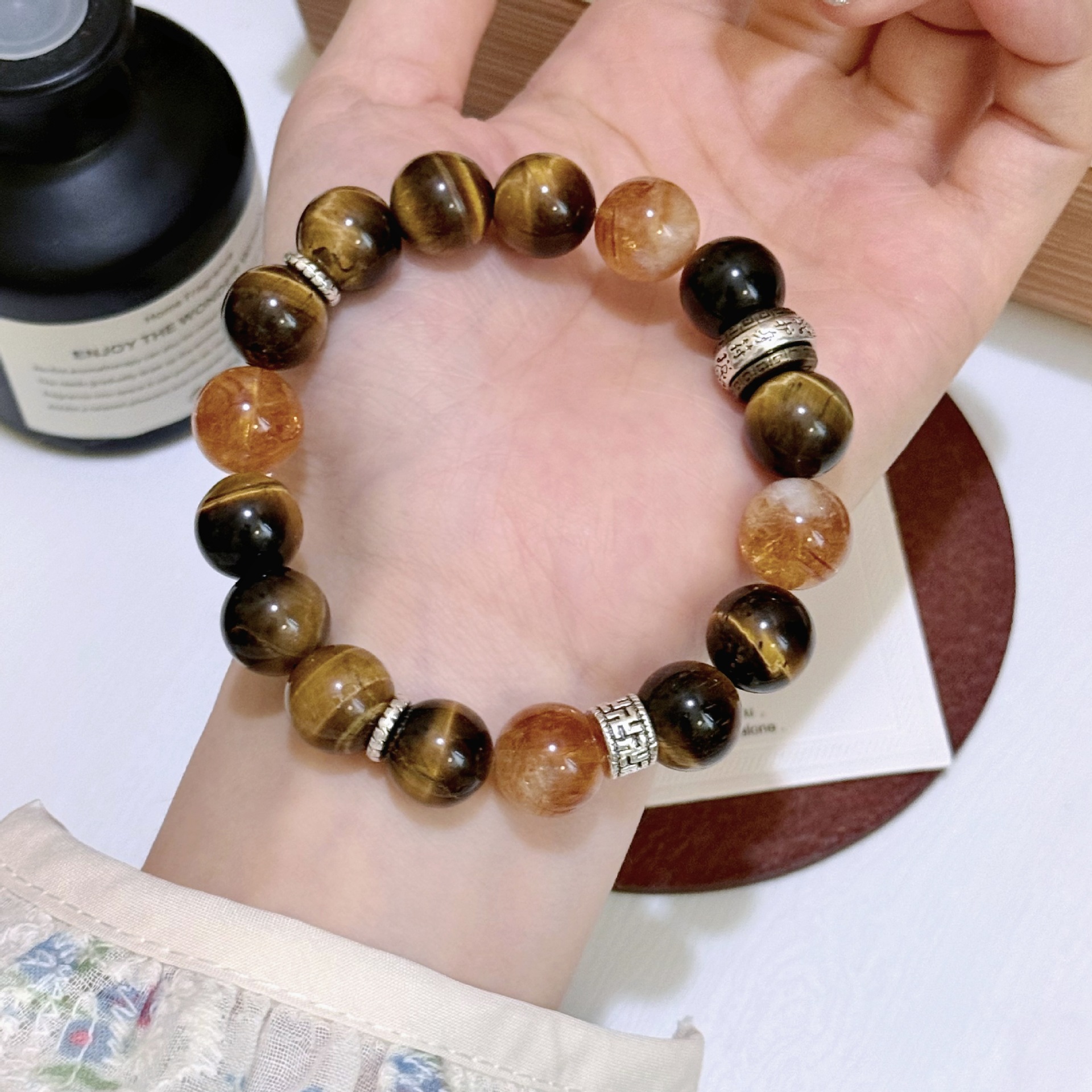 Citrine Tiger Eye Beaded Bracelet thumbnail 2