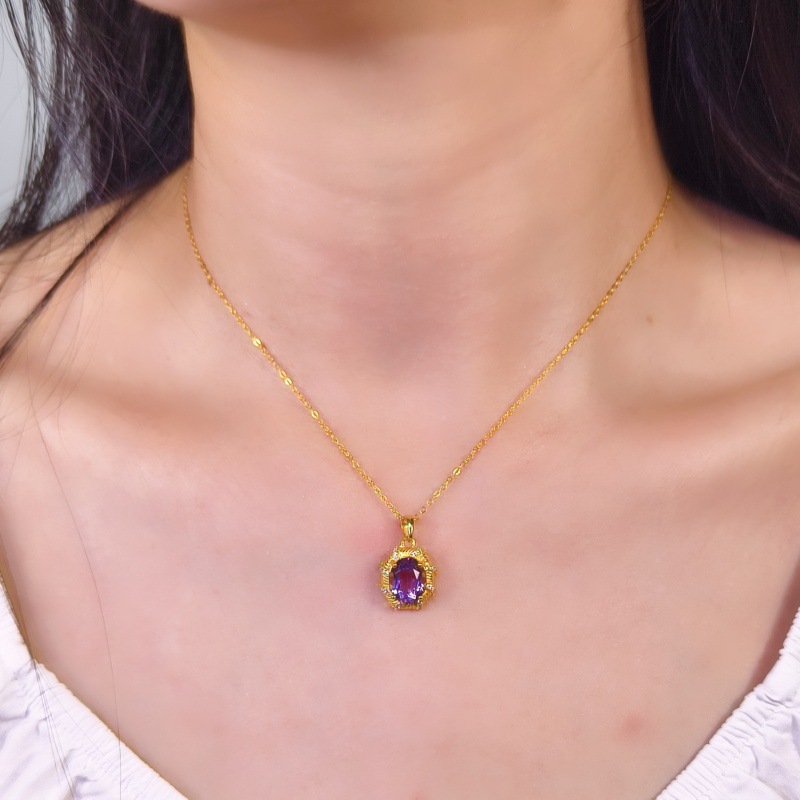 Natural Sterling Silver 925 Sterling Silver Garnet Topaz Crystal Pendant thumbnail 3