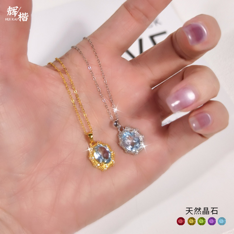 Natural Sterling Silver 925 Sterling Silver Garnet Topaz Crystal Pendant thumbnail 4