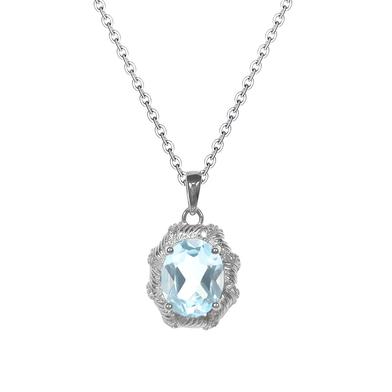 Natural Sterling Silver 925 Sterling Silver Garnet Topaz Crystal Pendant thumbnail 5