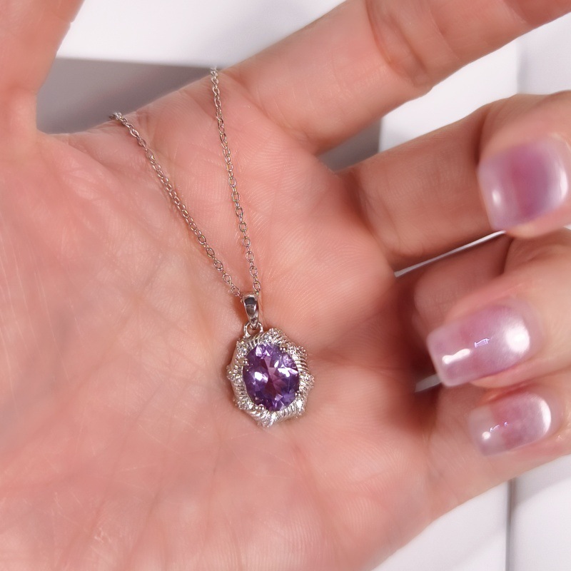 Natural Sterling Silver 925 Sterling Silver Garnet Topaz Crystal Pendant thumbnail 6