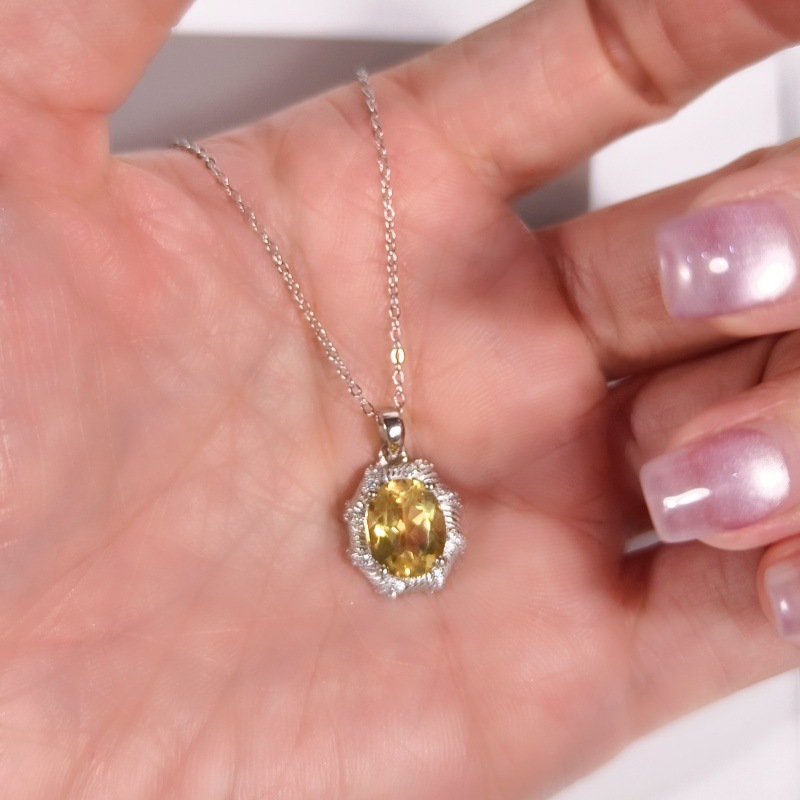 Natural Sterling Silver 925 Sterling Silver Garnet Topaz Crystal Pendant thumbnail 7