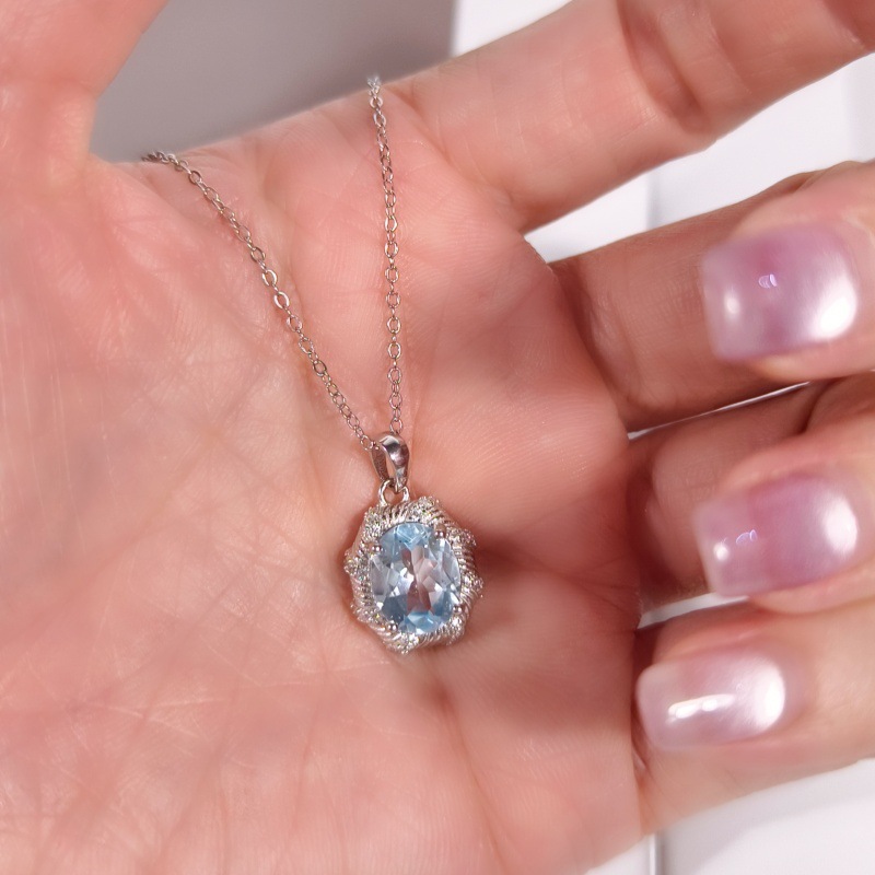 Natural Sterling Silver 925 Sterling Silver Garnet Topaz Crystal Pendant thumbnail 8