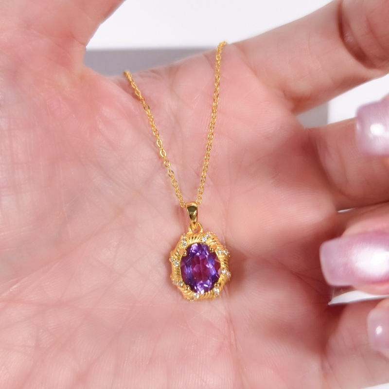 Natural Sterling Silver 925 Sterling Silver Garnet Topaz Crystal Pendant thumbnail 10