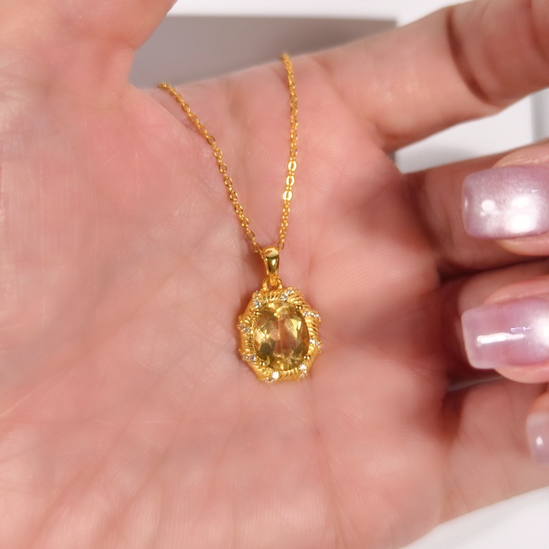 Natural Sterling Silver 925 Sterling Silver Garnet Topaz Crystal Pendant thumbnail 11