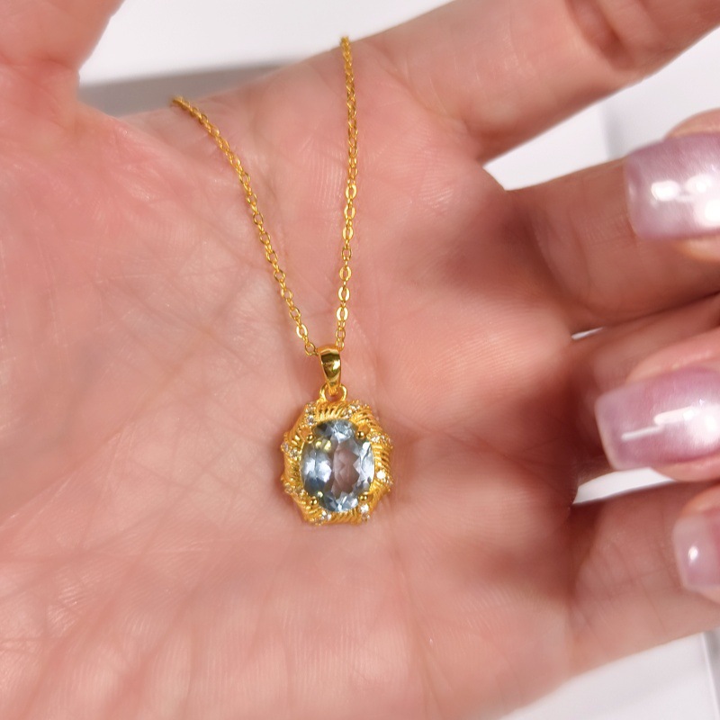 Natural Sterling Silver 925 Sterling Silver Garnet Topaz Crystal Pendant thumbnail 12