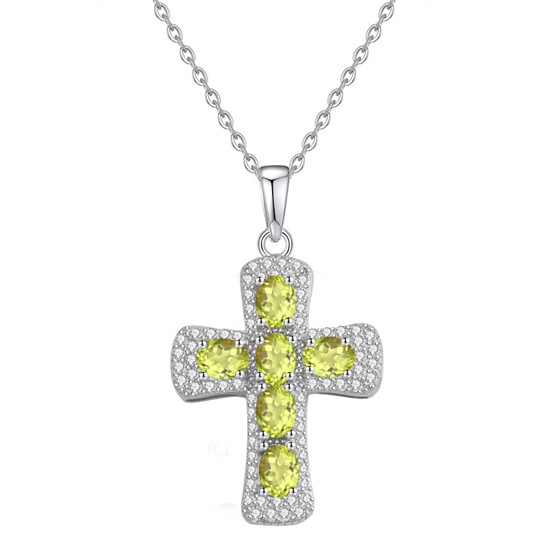 Natural Sterling Silver 925 Sterling Silver Cross Crystal Pendant thumbnail 5