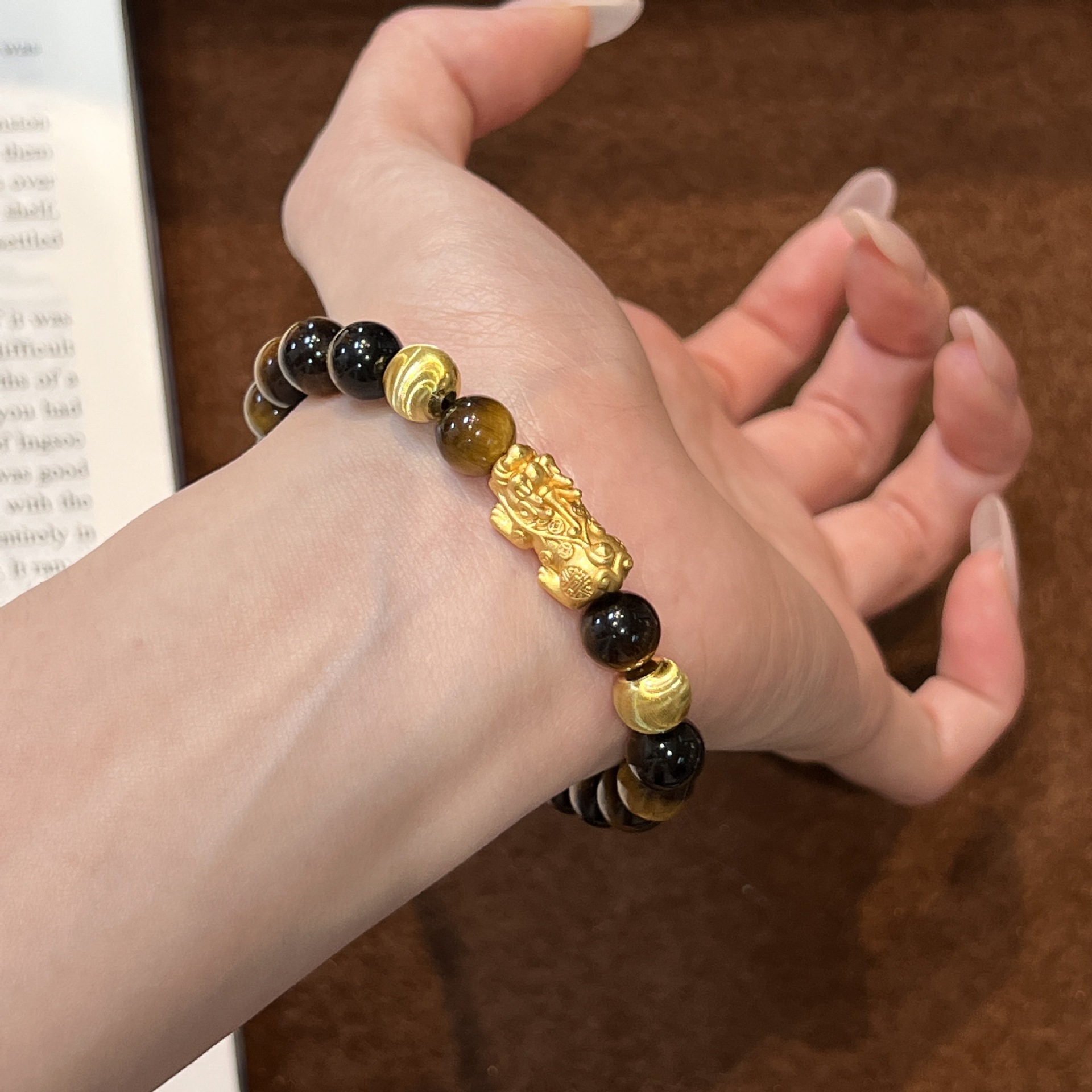 Silver 925 Sterling Silver Tiger Eye Pixiu Unique Design Beaded Bracelet thumbnail 5